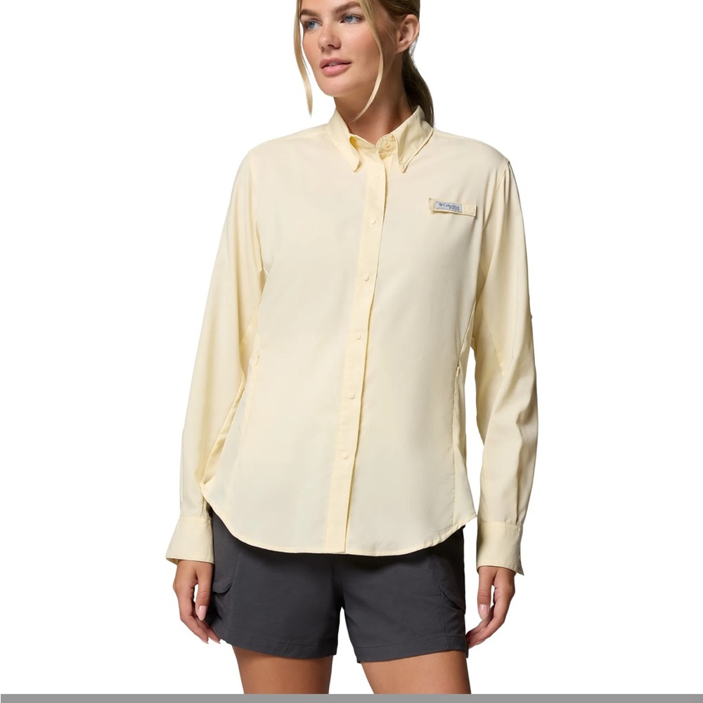 Columbia Women’s PFG Tamiami 2 Button Down w/Pockets Light Yellow Size XXL